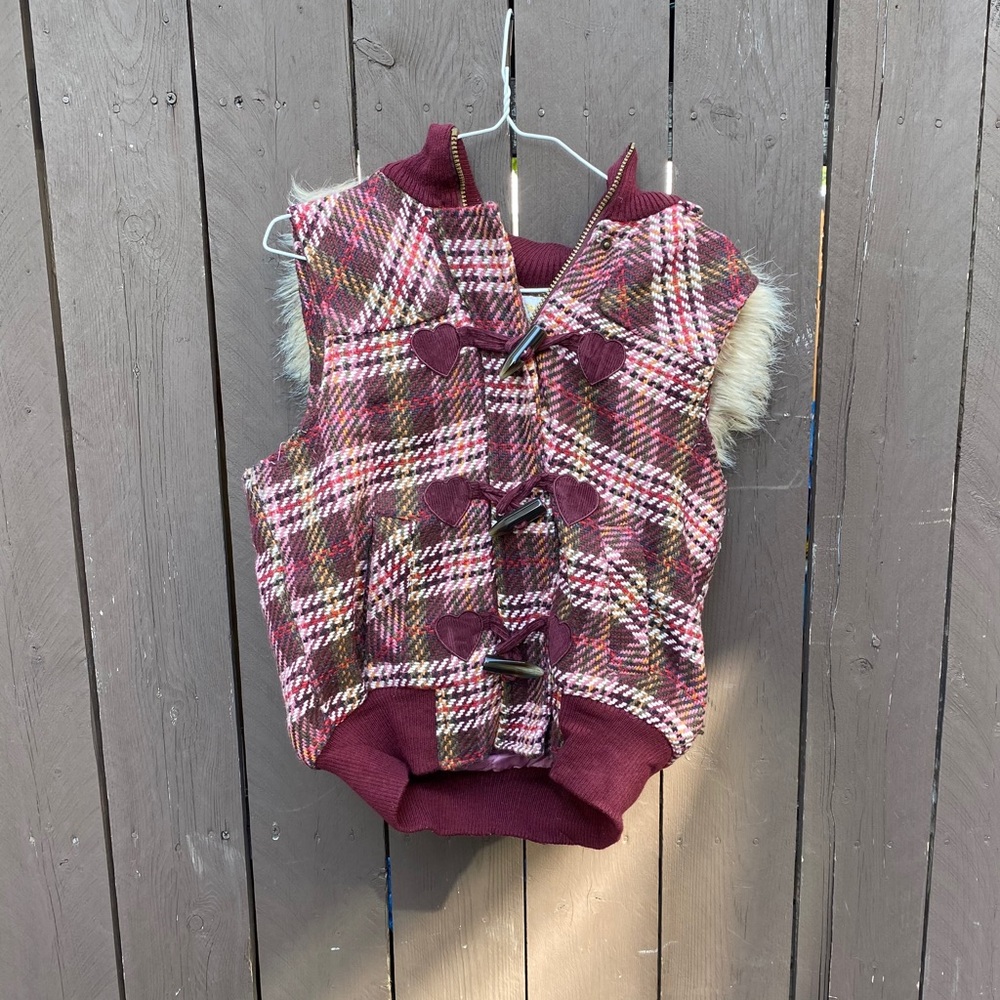 Plaid hooded vest